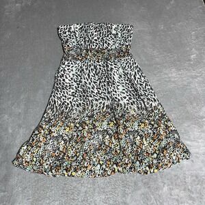 American Rag Cie Strapless Dress‎ Womens Medium Floral Animal Print Boho Y2K